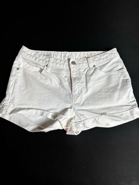 GAP White Denim Low-Rise Frayed Hem Jean Shorts Size 27